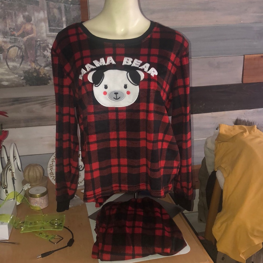 Fleece Material Pajama Set - large size